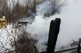 В Тульской области днем полыхал сарай