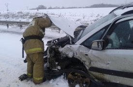 Женщина пострадала в лобовом столкновении под Тулой